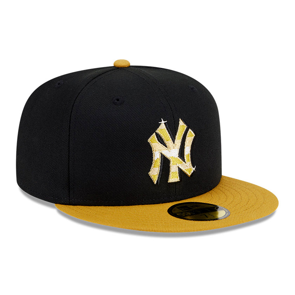 New Era New York Yankees Gold Logo MLB 2025 59FIFTY Day Black Gold 59FIFTY Fitted Cap
