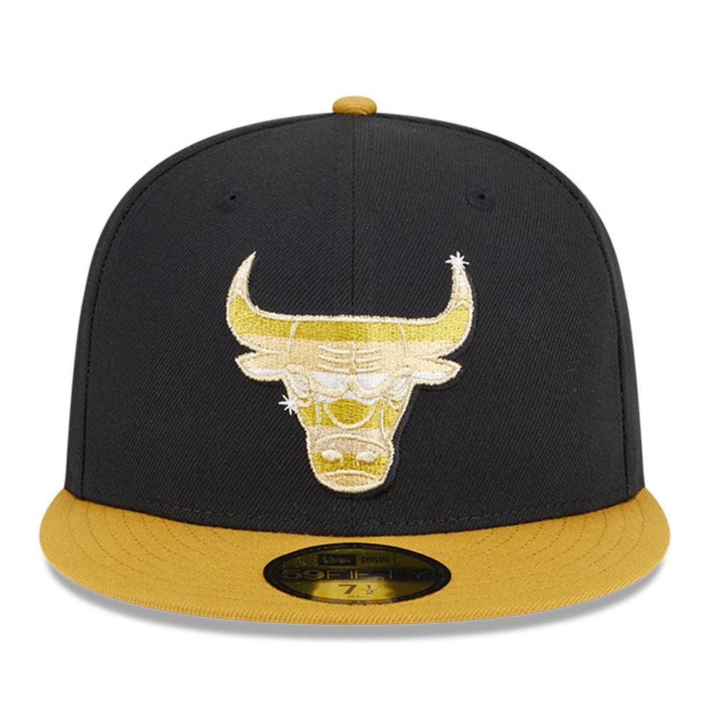 New Era Chicago Bulls Gold Logo NBA 2025 59FIFTY Day Black Gold 59FIFTY Fitted Cap