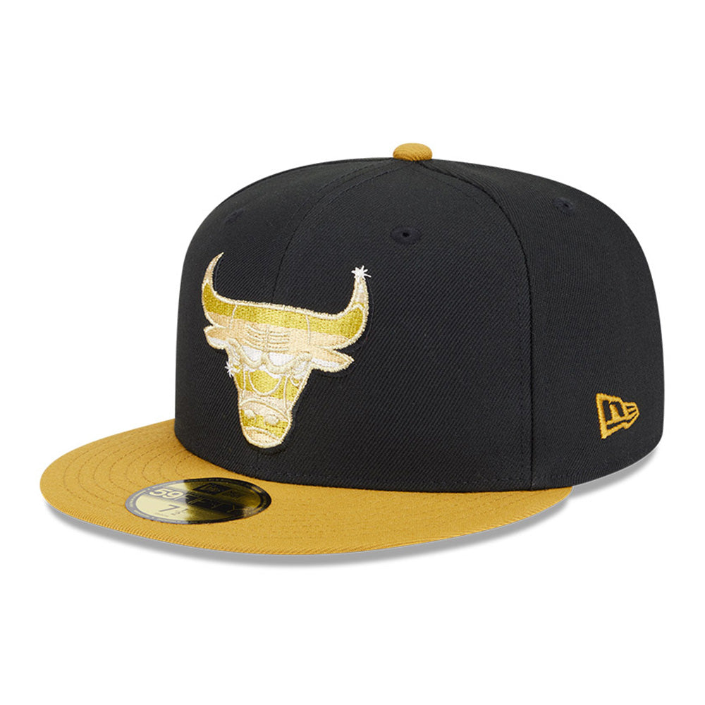New Era Chicago Bulls Gold Logo NBA 2025 59FIFTY Day Black Gold 59FIFTY Fitted Cap