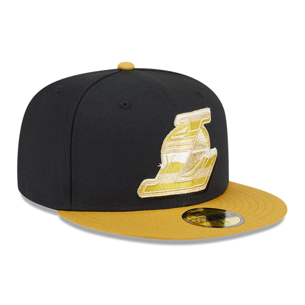 New Era Los Angeles Lakers Gold Logo NBA 2025 59FIFTY Day Black Gold 59FIFTY Fitted Cap