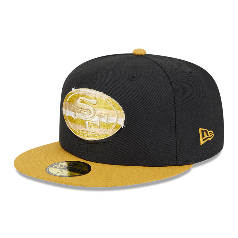 New Era San Francisco 49ers Gold Logo NFL 2025 59FIFTY Day Black Gold 59FIFTY Fitted Cap