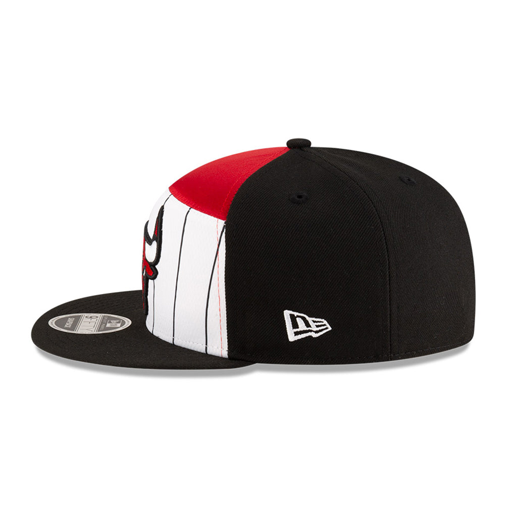 New Era Chicago Bulls Tip Off 2025 White Black 9FIFTY Split Panel Snapback Cap