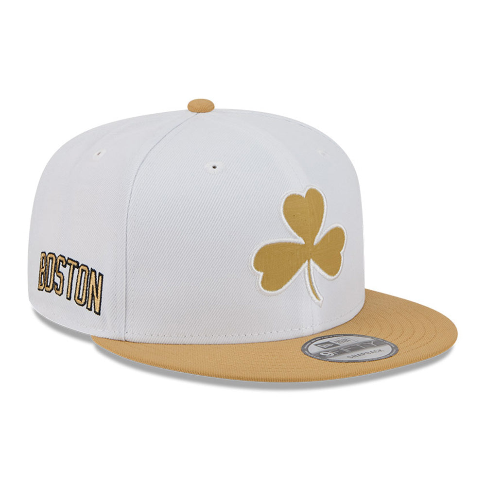 New Era Boston Celtics 2025 City Edition White Gold OTC 9FIFTY Snapback Cap