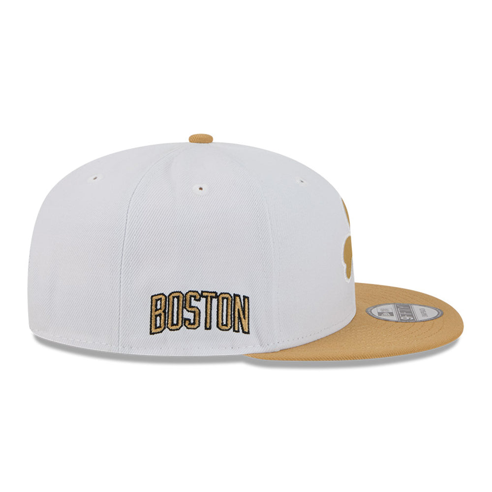New Era Boston Celtics 2025 City Edition White Gold OTC 9FIFTY Snapback Cap