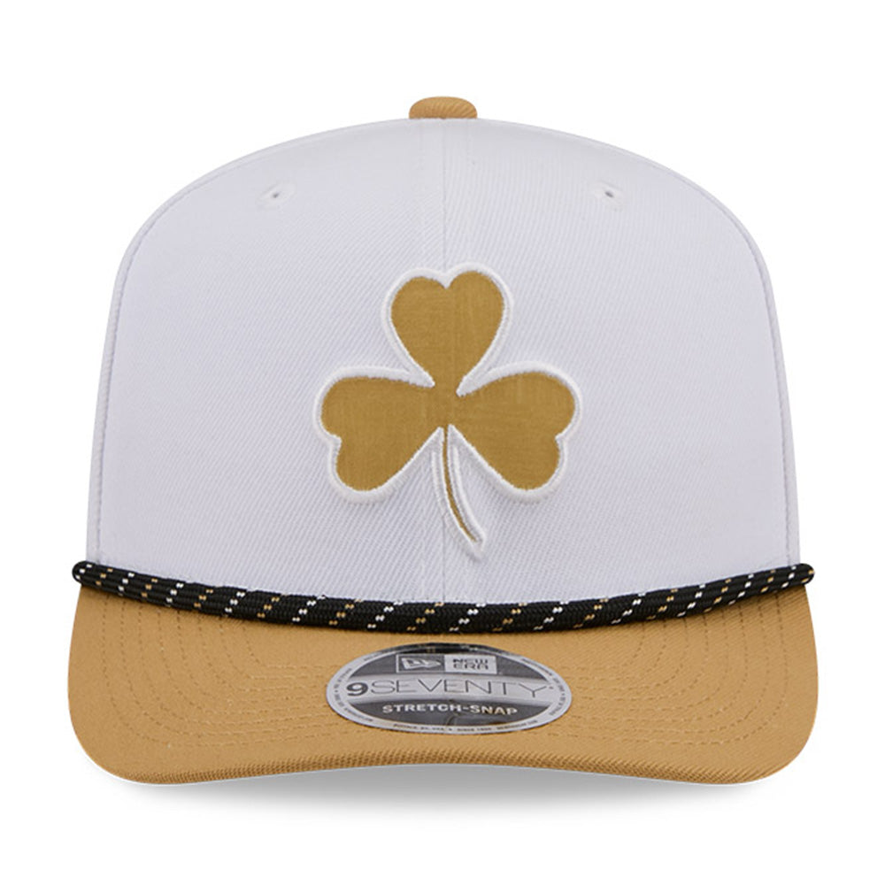 New Era Boston Celtics 2025 City Edition White Gold OTC 9SEVENTY Stretch Snapback Cap