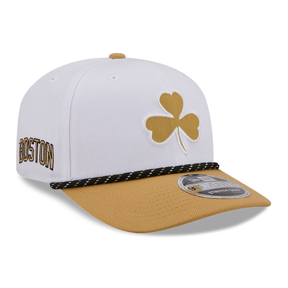 New Era Boston Celtics 2025 City Edition White Gold OTC 9SEVENTY Stretch Snapback Cap