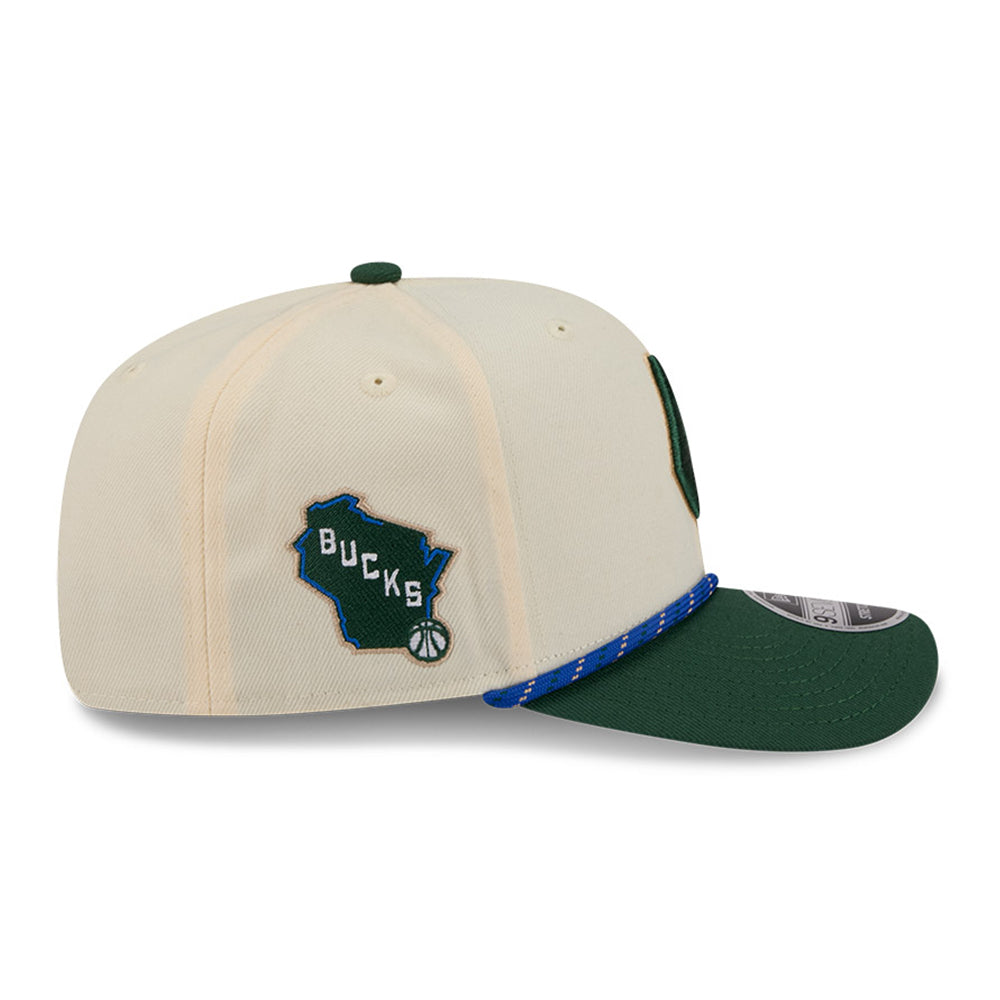 New Era Milwaukee Bucks 2025 City Edition Chrome White Dark Green 9SEVENTY Stretch Snapback Cap