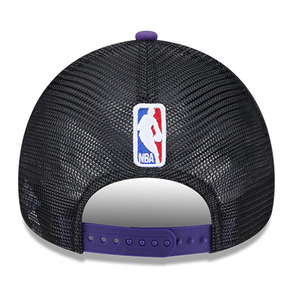 New Era Los Angeles Lakers 2025 City Edition Black Purple 9FORTY A-Frame Trucker Snapback Cap