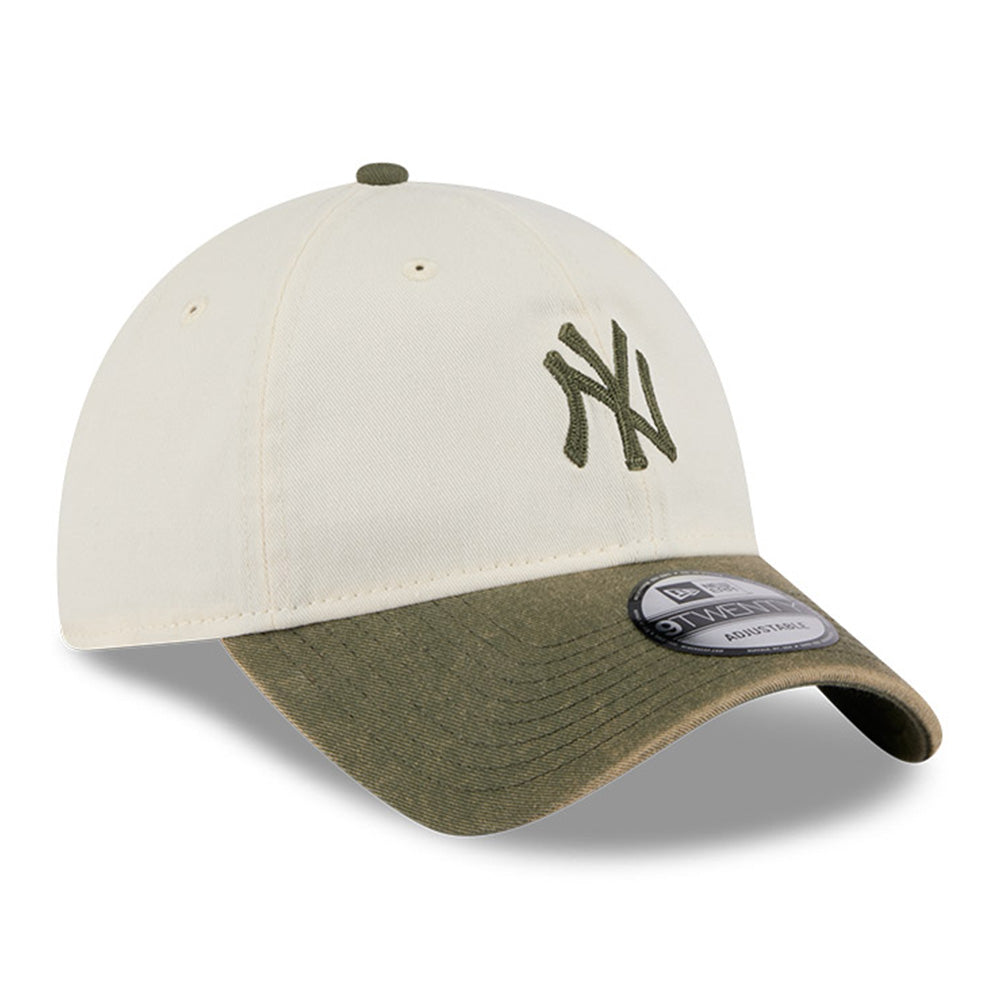 New Era New York Yankees Snow Washed Q425 Chrome White New Olive 9TWENTY Adjustable Cap