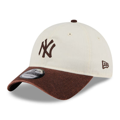 New Era New York Yankees Snow Washed Q425 Chrome White Brown 9TWENTY Adjustable Cap