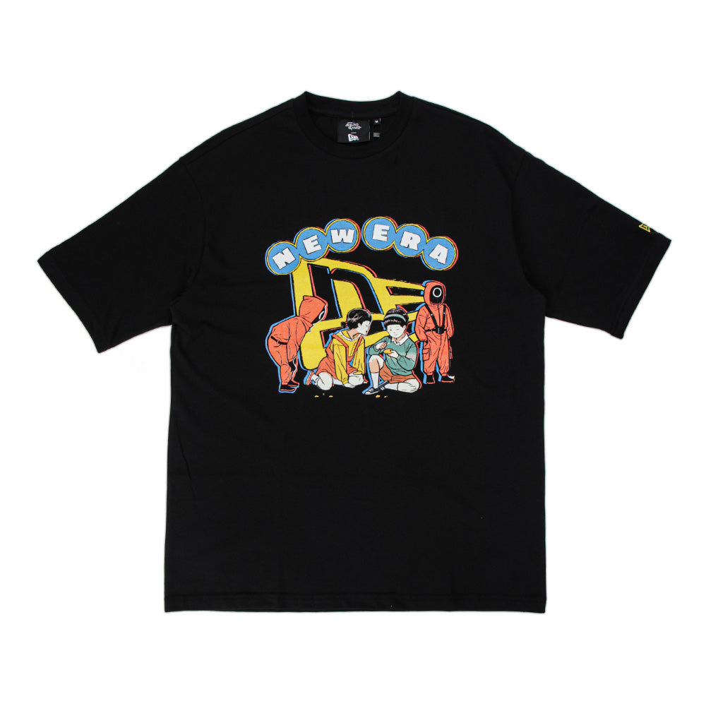 New Era x Squid Game Black Graphic Oversized Short Sleeve T-Shirt
