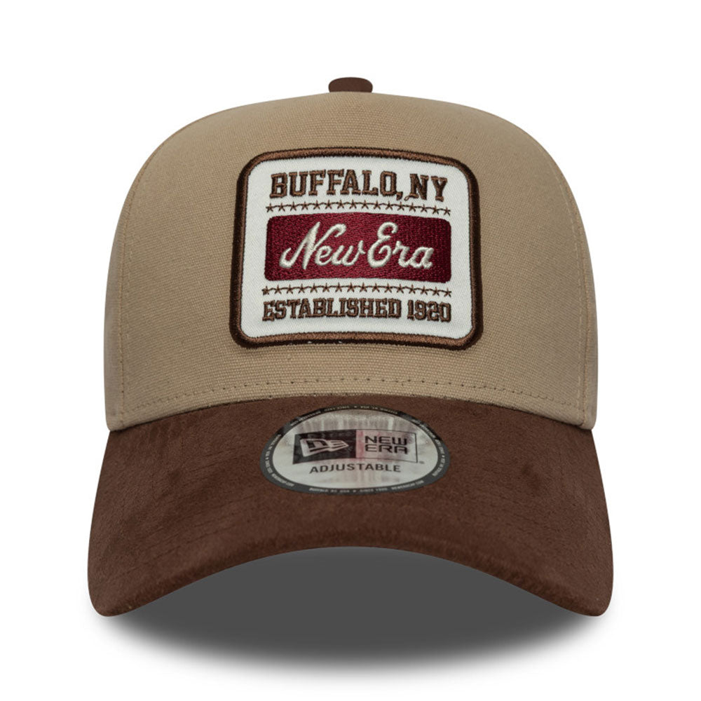 New Era NE Patch Suede Camel Brown 9FORTY E-Frame Adjustable Cap