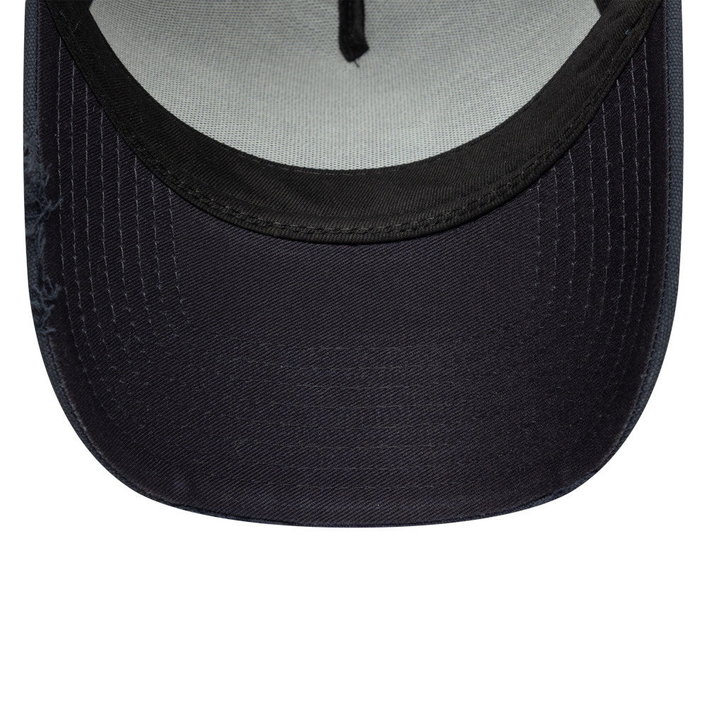 New Era Oval Logo Canvas Distress Navy 9FORTY E-Frame Trucker Snapback Cap