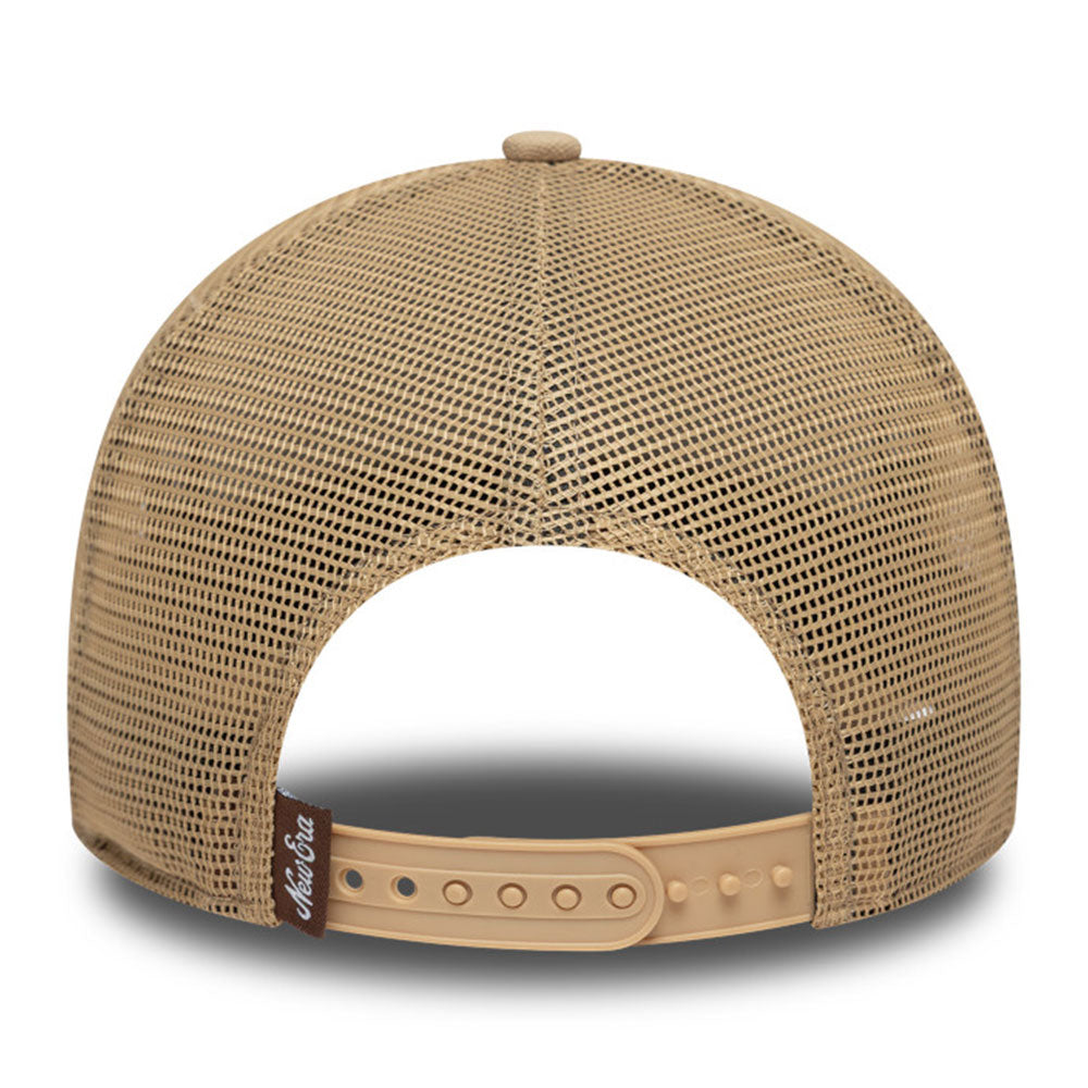 New Era Oval Logo Canvas Distress Camel 9FORTY E-Frame Trucker Snapback Cap