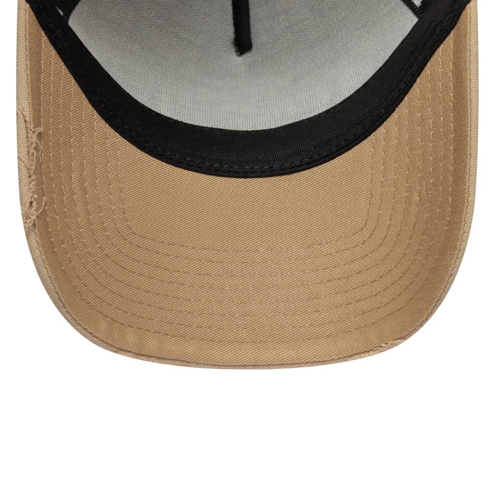 New Era Oval Logo Canvas Distress Camel 9FORTY E-Frame Trucker Snapback Cap