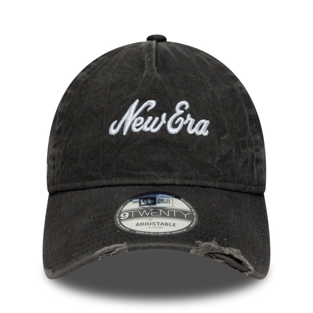 New Era Script Pigment Wash Black 9TWENTY Adjustable Cap