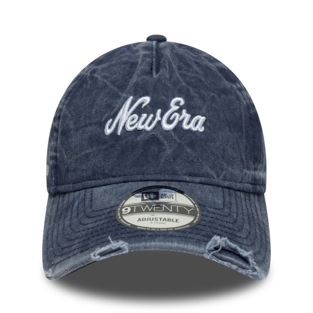 New Era Script Pigment Wash Navy 9TWENTY Adjustable Cap