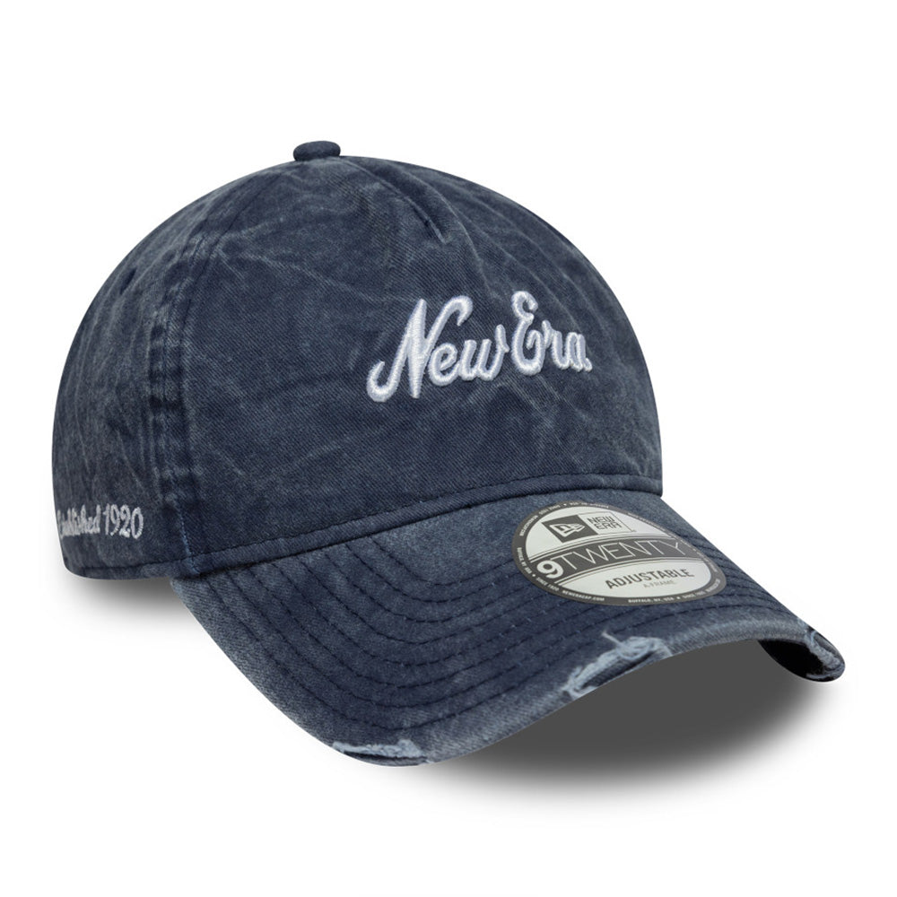 New Era Script Pigment Wash Navy 9TWENTY Adjustable Cap