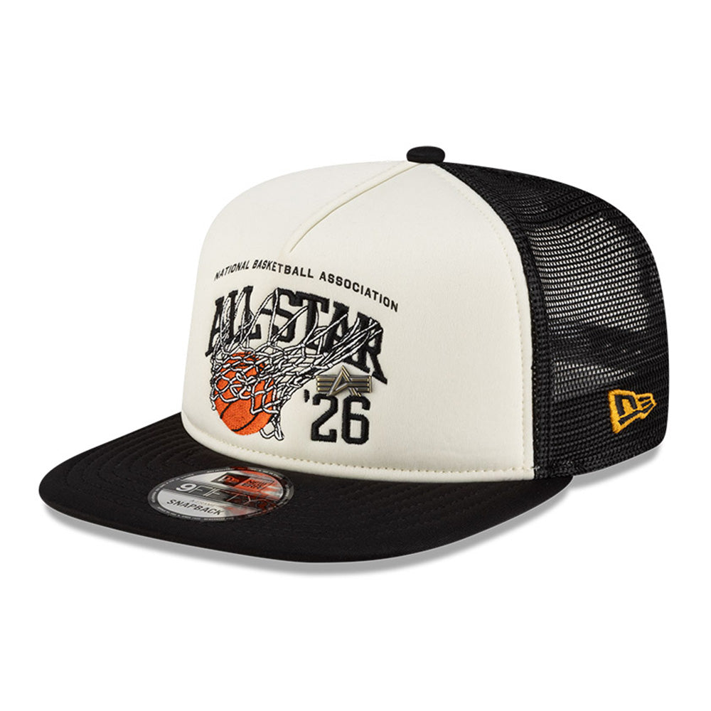 New Era National Basketball Association All Star Game 2026 x Alpha Industries Chrome White 9FIFTY A-Frame Trucker Snapback Cap