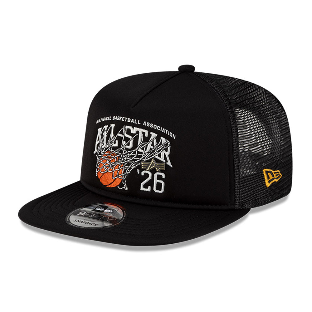 New Era National Basketball Association All Star Game 2026 x Alpha Industries Black 9FIFTY A-Frame Trucker Snapback Cap