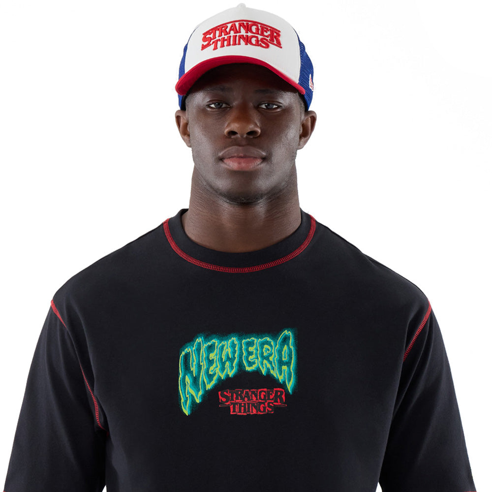 New Era x Stranger Things Black Oversized Short Sleeve T-Shirt