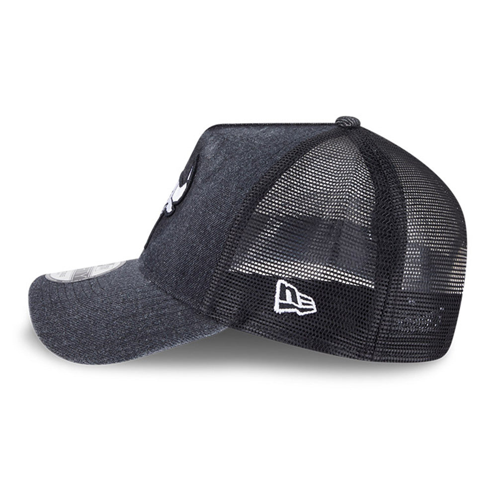 New Era Chicago Bulls Washed Denim Q126 Black 9FORTY A-Frame Trucker Adjustable Cap