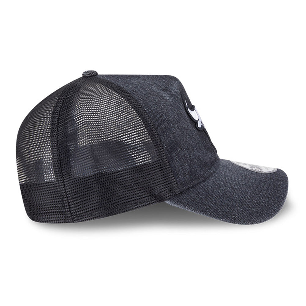 New Era Chicago Bulls Washed Denim Q126 Black 9FORTY A-Frame Trucker Adjustable Cap