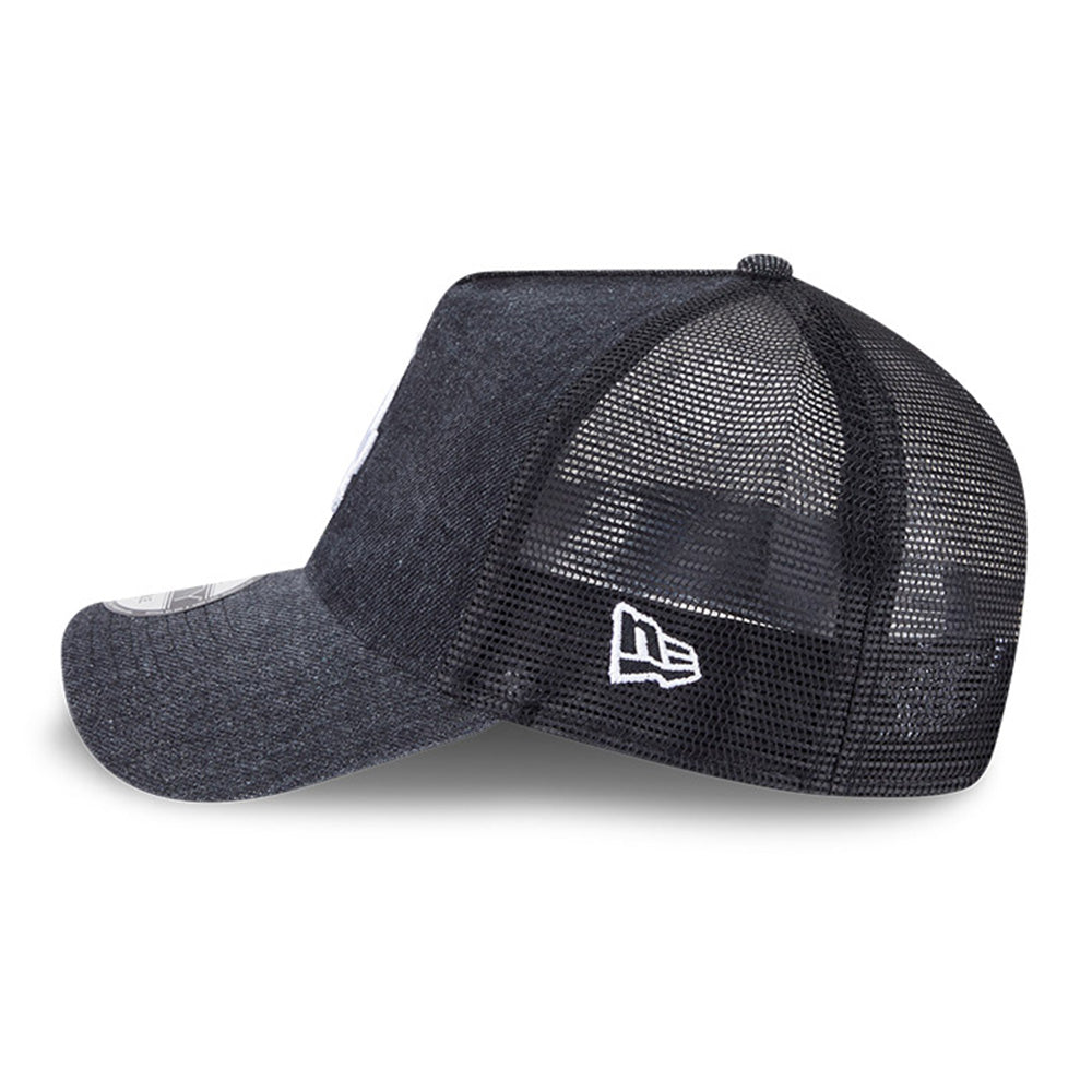 New Era Los Angeles Dodgers Washed Denim Q126 Black 9FORTY A-Frame Trucker Adjustable Cap