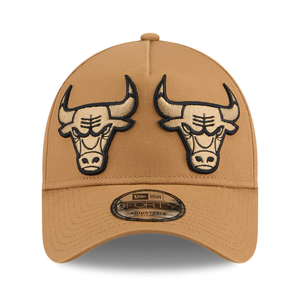 New Era Chicago Bulls Double Logo Wheat 9FORTY A-Frame Snapback Cap