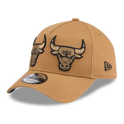 New Era Chicago Bulls Double Logo Wheat 9FORTY A-Frame Snapback Cap