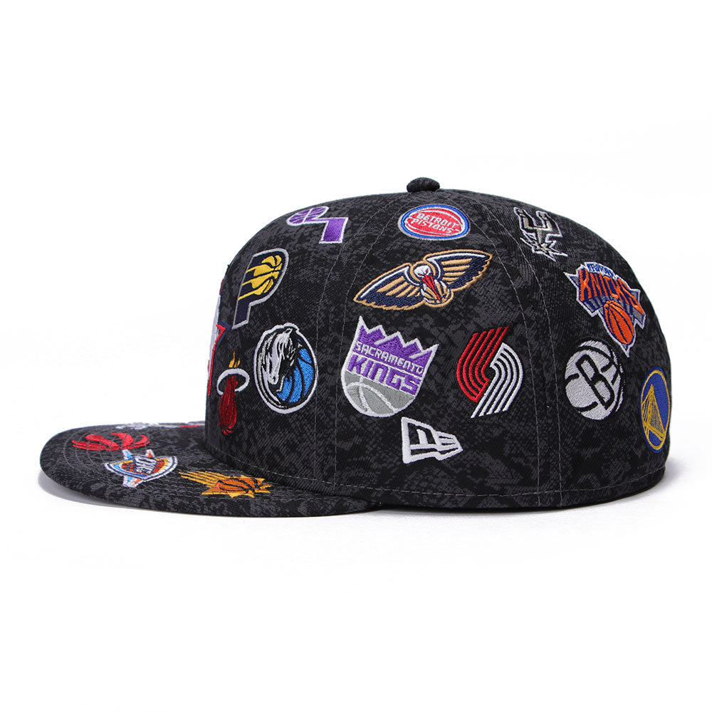 New Era National Basketball Association Team Logo All Over 2026 Black 59FIFTY Fitted Cap
