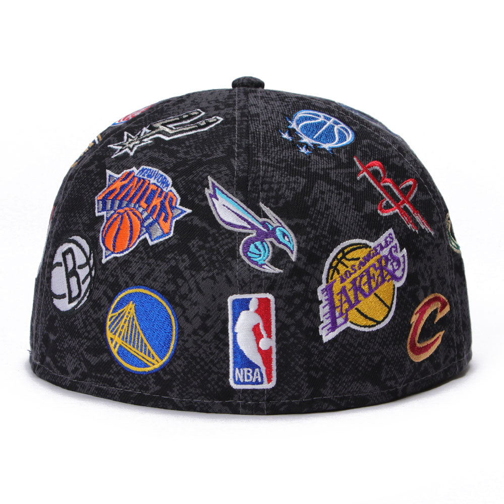 New Era National Basketball Association Team Logo All Over 2026 Black 59FIFTY Fitted Cap