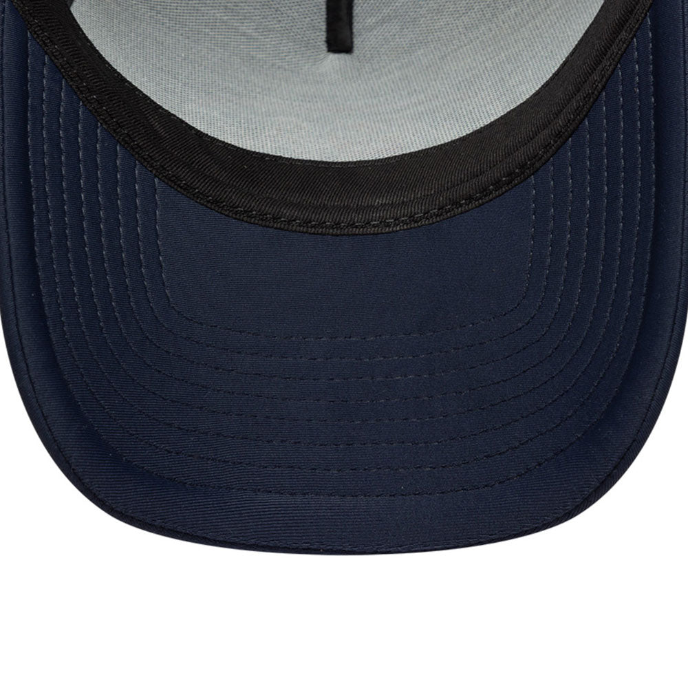 New Era Script Logo Oval Foam Patch Navy 9FORTY E-Frame Trucker Cap