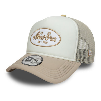 Script Logo Oval Foam Patch White Camel 9FORTY E-Frame Trucker Cap