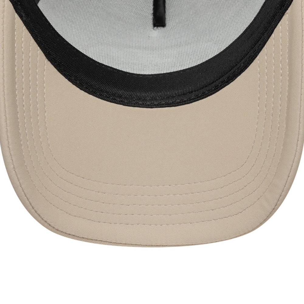New Era Script Logo Oval Foam Patch White Camel 9FORTY E-Frame Trucker Cap