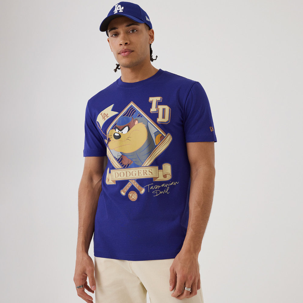 New Era x Looney Tunes Los Angeles Dodgers Tasmanian Devil Blue Short Sleeve T-Shirt