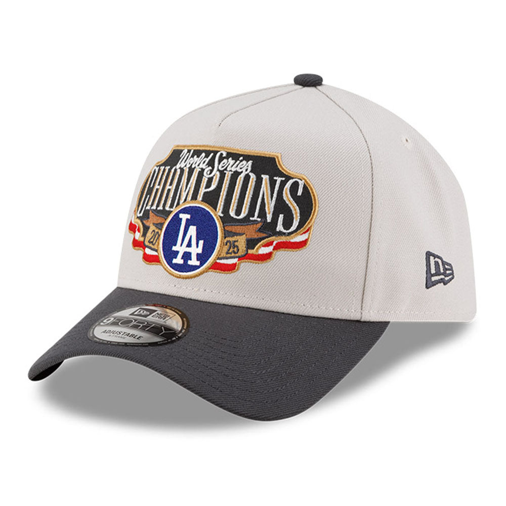 Los Angeles Dodgers MLB World Series Champion 2025 White Black 9FORTY Adjustable Cap (PREORDER)