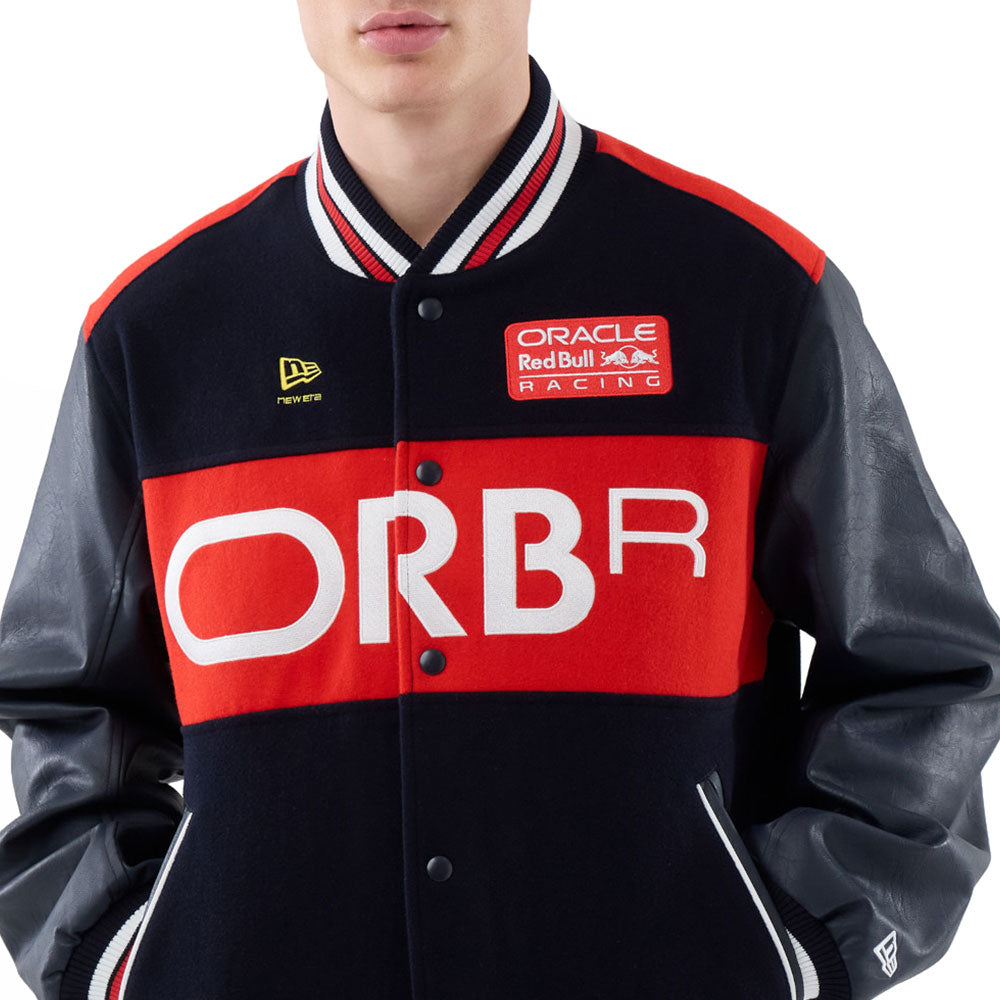 New Era Oracle Red Bull Racing Motorsports Wordmark Varsity Jacket