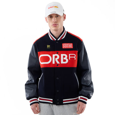 New Era Oracle Red Bull Racing Motorsports Wordmark Varsity Jacket