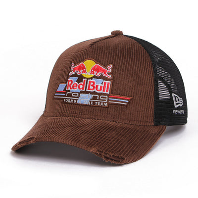 Oracle Red Bull Racing Distressed Cord Brown 9FORTY A-Frame Trucker Adjustable Cap