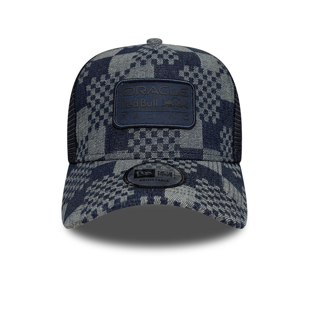 New Era Red Bull Motorsports Patterned Denim 9FORTY E-Frame Trucker Snapback Cap