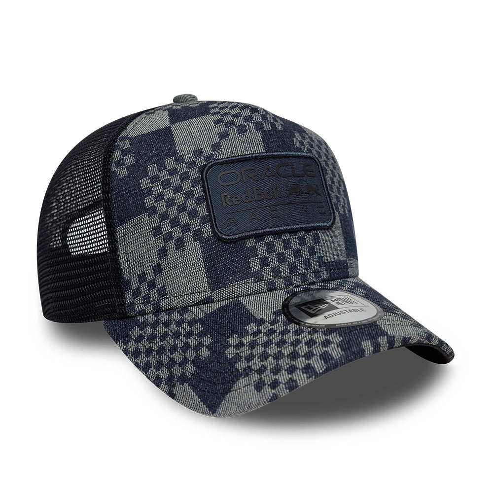 New Era Red Bull Motorsports Patterned Denim 9FORTY E-Frame Trucker Snapback Cap