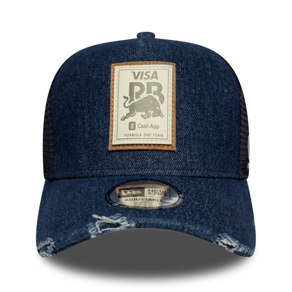 New Era Visa Cash App Racing Bulls Motorsports Denim A-Frame Trucker Snapback Cap