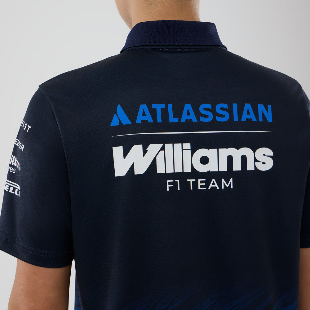 New Era Atlassian Williams F1 Team Navy Tech Short Sleeve Polo Shirt