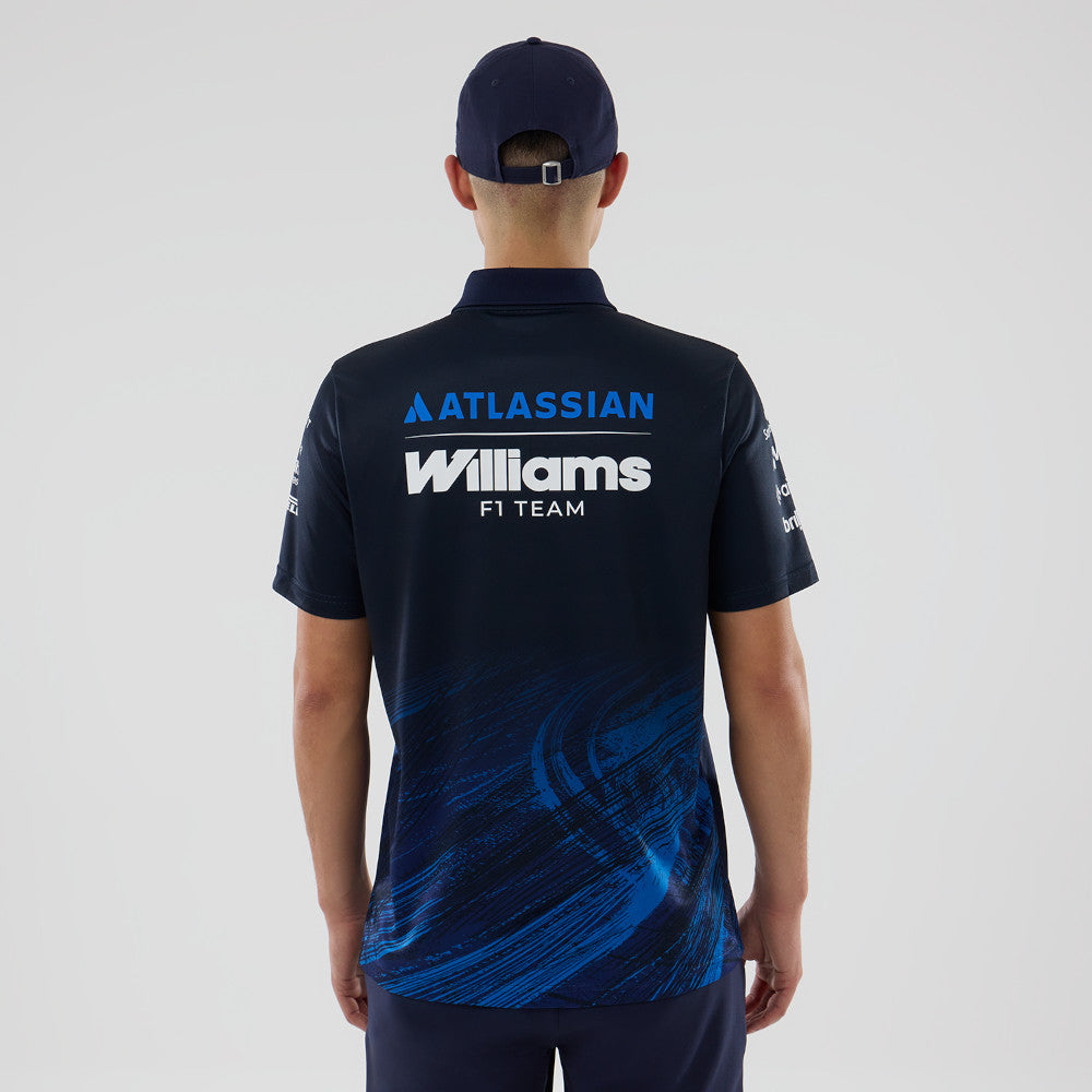 New Era Atlassian Williams F1 Team Navy Tech Short Sleeve Polo Shirt