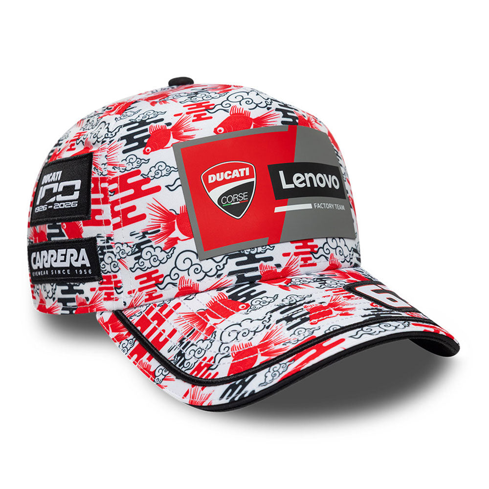 New Era Ducati Race Japan White Francesco "Pecco" Bagnaia 9FORTY A-Frame Adjustable Cap
