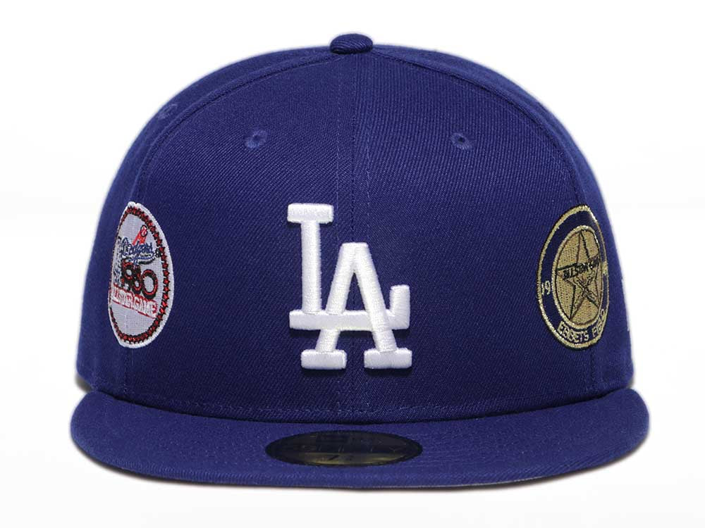 Los Angeles Dodgers MLB Cooperstown Multi Patch Dark Royal 59FIFTY Fitted Cap