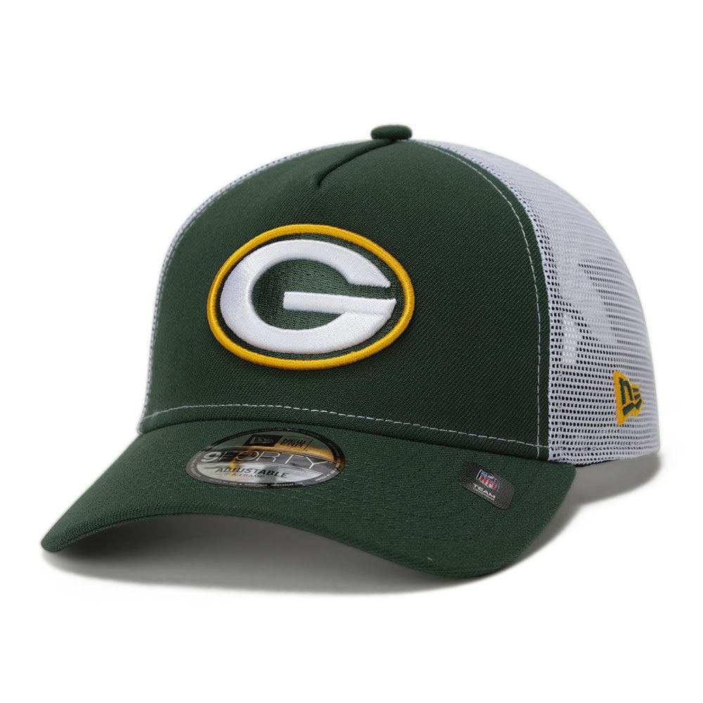 New Era Green Bay Packers NFL Essential Cilantro Green 9FORTY A-Frame Trucker Cap