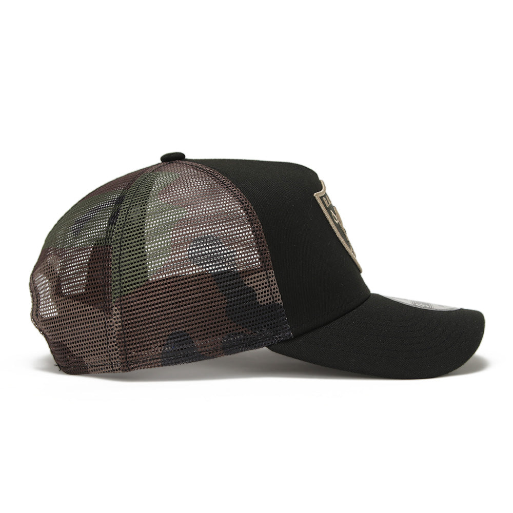 New Era Las Vegas Raiders NFL Essential Camo 9FORTY A-Frame Trucker Cap