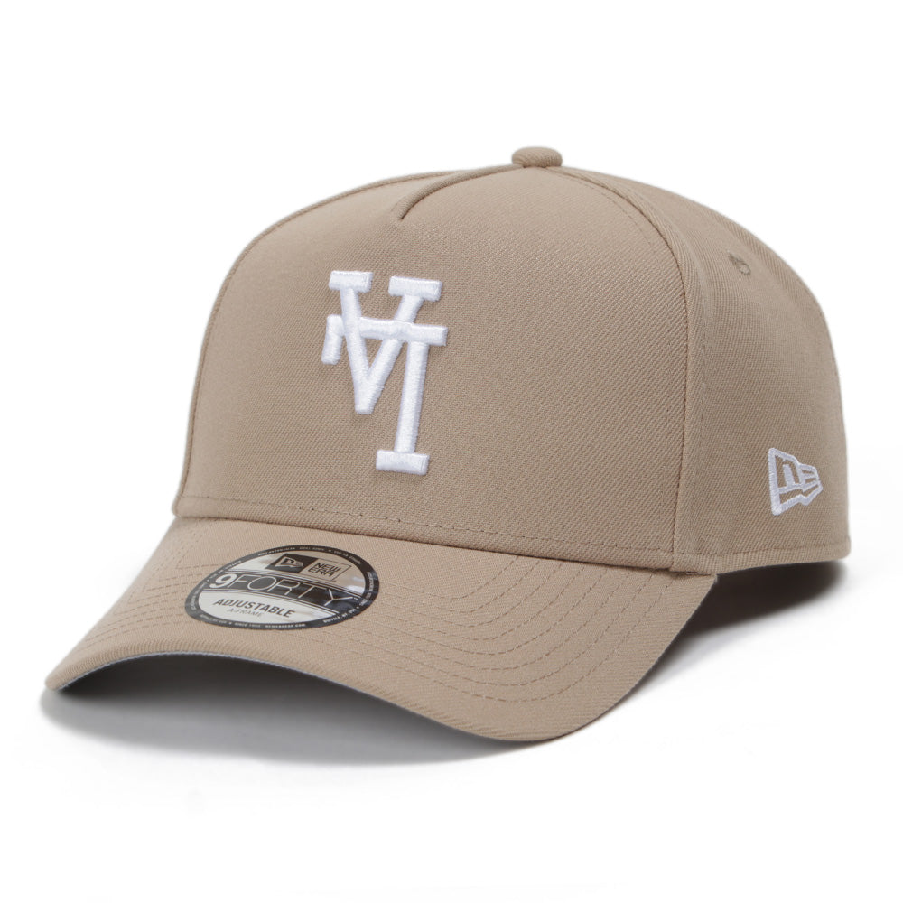 Cappellino New Era 9Forty A-Frame Snapback Los Angeles Dodgers, Beige, Taglia Unica, 100% Poliestere